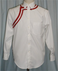 中国民族衣装風男性用長袖シャツ・白×赤